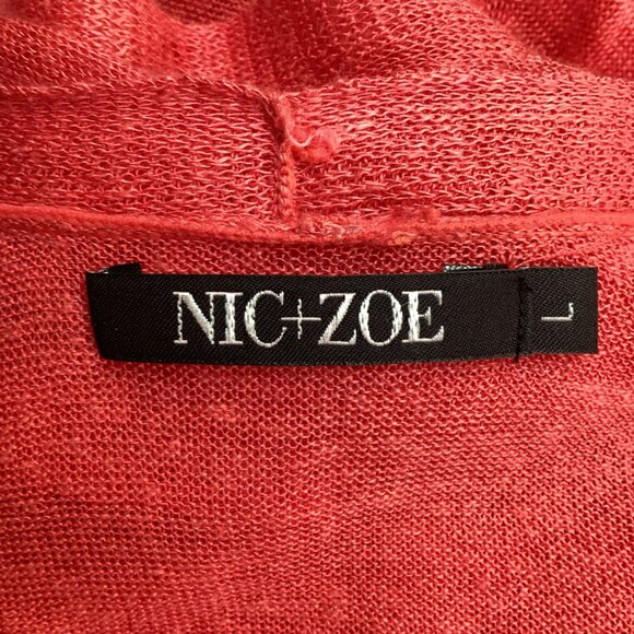 Nic + Zoe Linen Blend Womens Large Open Cardigan Sweater Coral - Picture 7 of 8